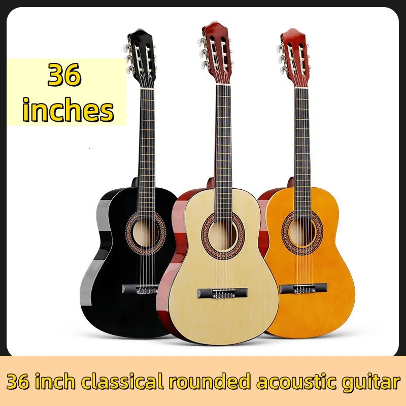 36 Inch Classical Acoustic Guitar Beginner Adult Maple Neck Matte Finish Rounded Jita Instrument
