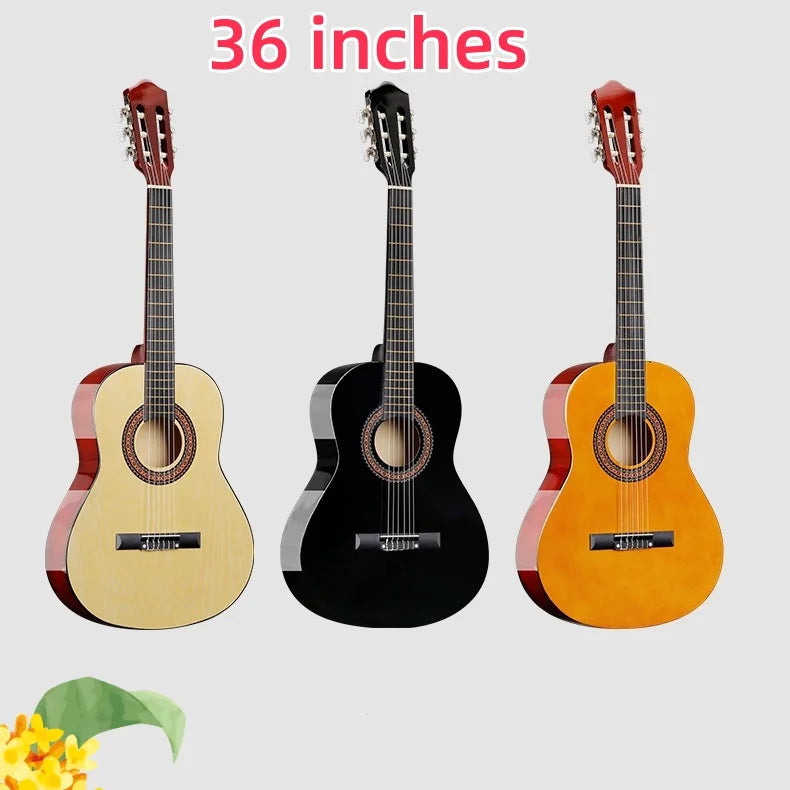 36 Inch Classical Acoustic Guitar Beginner Adult Maple Neck Matte Finish Rounded Jita Instrument