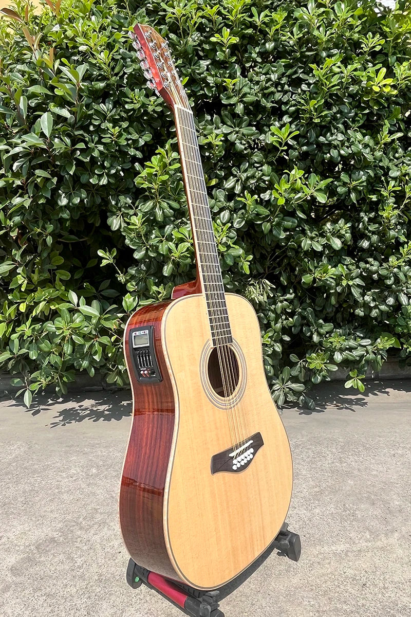 Aiersi Brand Handmade Gloss Finish High Grade Solid Top 12 String Electric Acoustic Guitars with Pickup