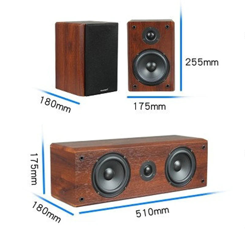 KYYSLB 100W 5 Inch Stereo Surround Center Speakers 4Ohm Sound Wooden Audio Home Theater System HIFI Passive Speakers