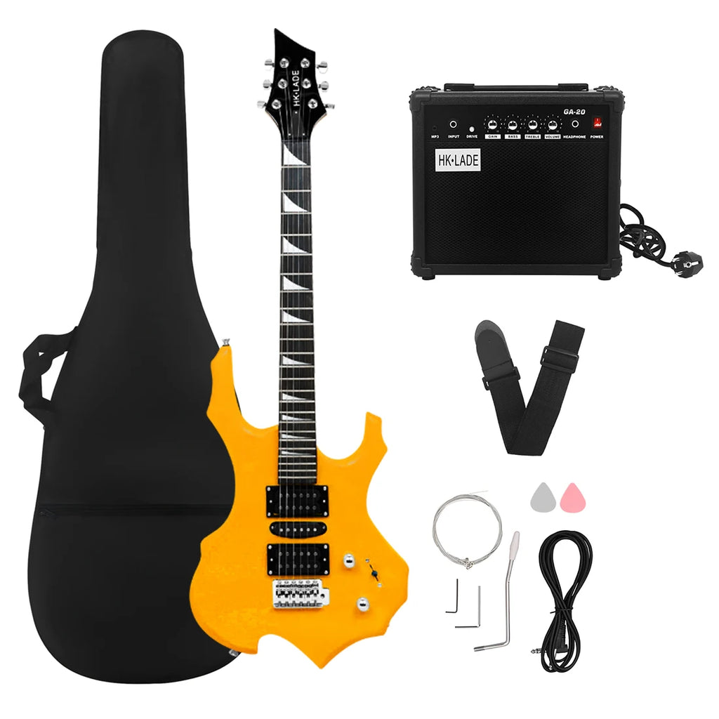 HK LADE SLADE Factory OEM ODM Wholesale Flame Personality 24 Pins Guitar Plucked Electric Guitar With Amplifier