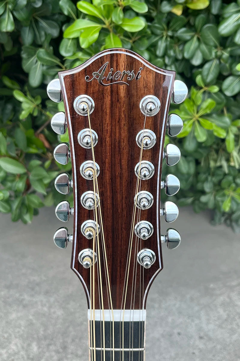 Aiersi Brand Handmade Gloss Finish High Grade Solid Top 12 String Electric Acoustic Guitars with Pickup