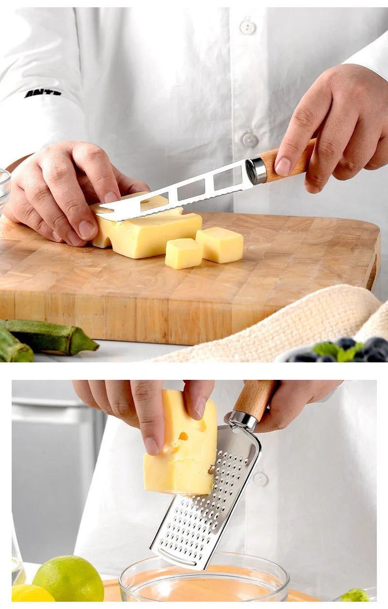 Cooking Utensils Set With Wooden Handle Can Opener Baking Set Cooking Tool Kitchenware Pizza Peeler Cheese Knife Kitchen Gadget