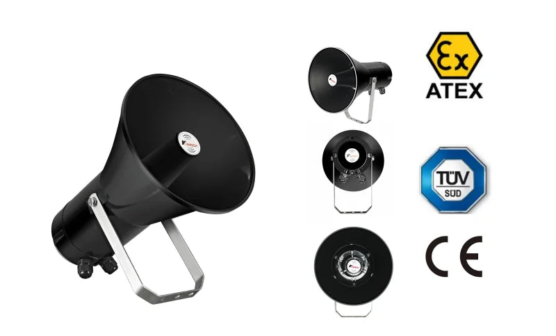KNTECH 10W Explosion Proof Speakers ATEX Certification Black Horn Waterproof Rating IP66 Anti-static Polyamide Public Address
