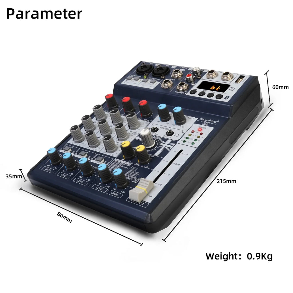 Depusheng DE8 Professional DJ Sound Controller with 16 Bit DSP Sound Card 8 Channel Mixer Audio for PC Recording