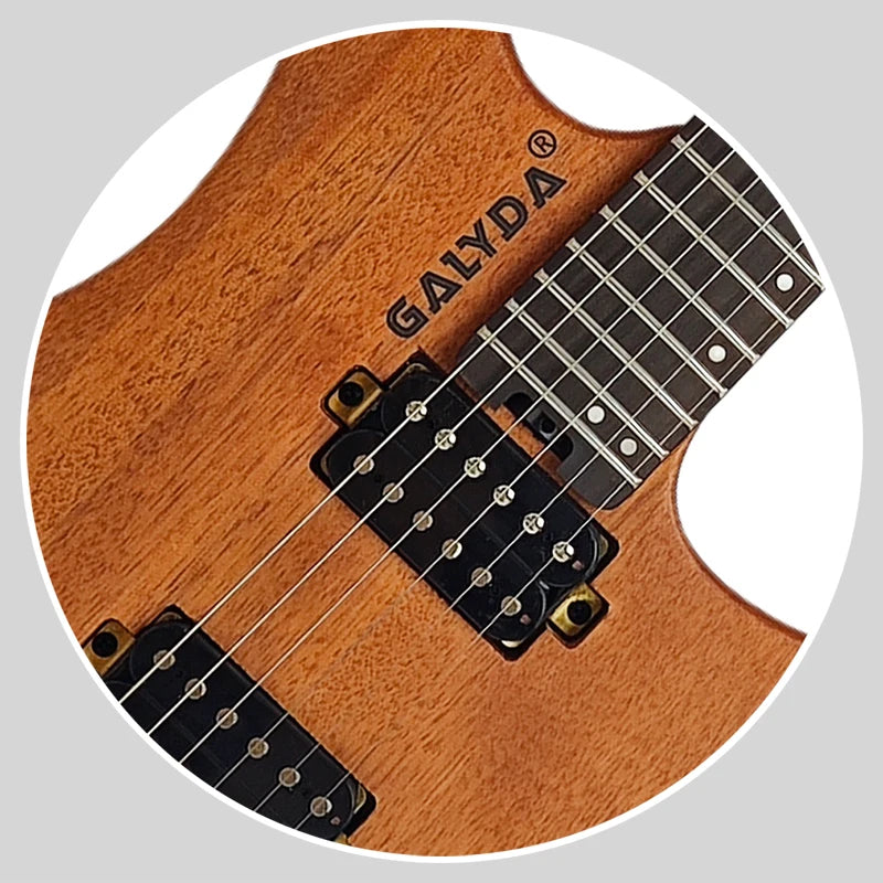 GALYDA Factory Custom Logo Portable and Lightweight 6 String Headless Electric Guitar for Rock Metal Players