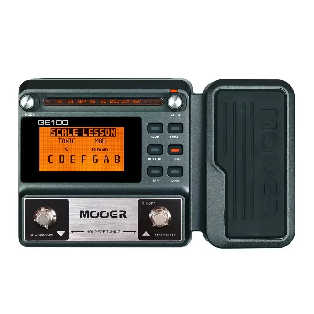 MOOER GE100 Multi-Effects Guitar Pedal | 8 Effect Modules, 180s Loop, 40 Drum Rhythms, Black