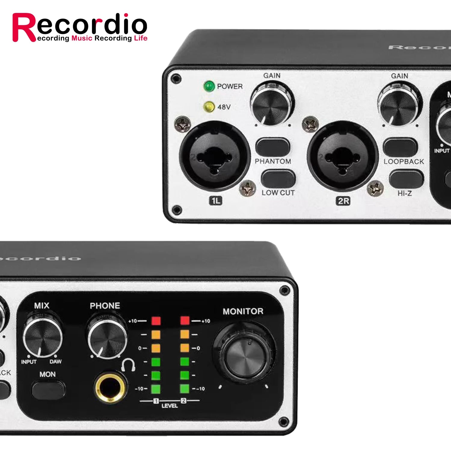 Sound Card Audio Interface for Computer Recording Music 24 Bit/192kHz Resolution Support 48V Phantom Power Streaming Podcasting