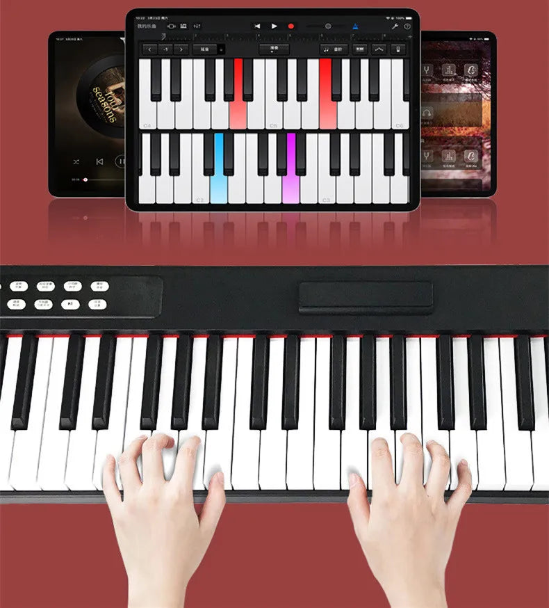 Costour HQB1-88 88-Key Portable Bluetooth Digital Piano | 128 Tones, Rechargeable, Aluminum Body, Phone Bracket