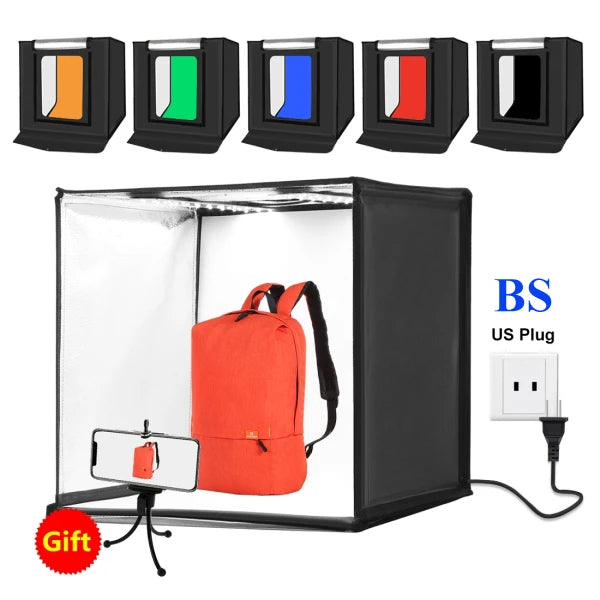 PULUZ 60x60 Photo Studio Light Box Photography Studio Shooting Light Tent Box 6 Colors Backgrounds Tabletop LED Light Studio Box