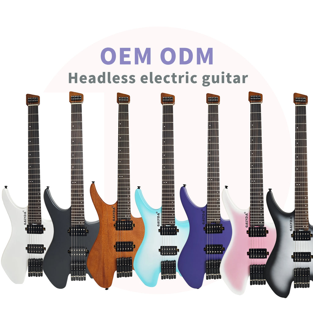 GALYDA Factory Custom Logo Portable and Lightweight 6 String Headless Electric Guitar for Rock Metal Players