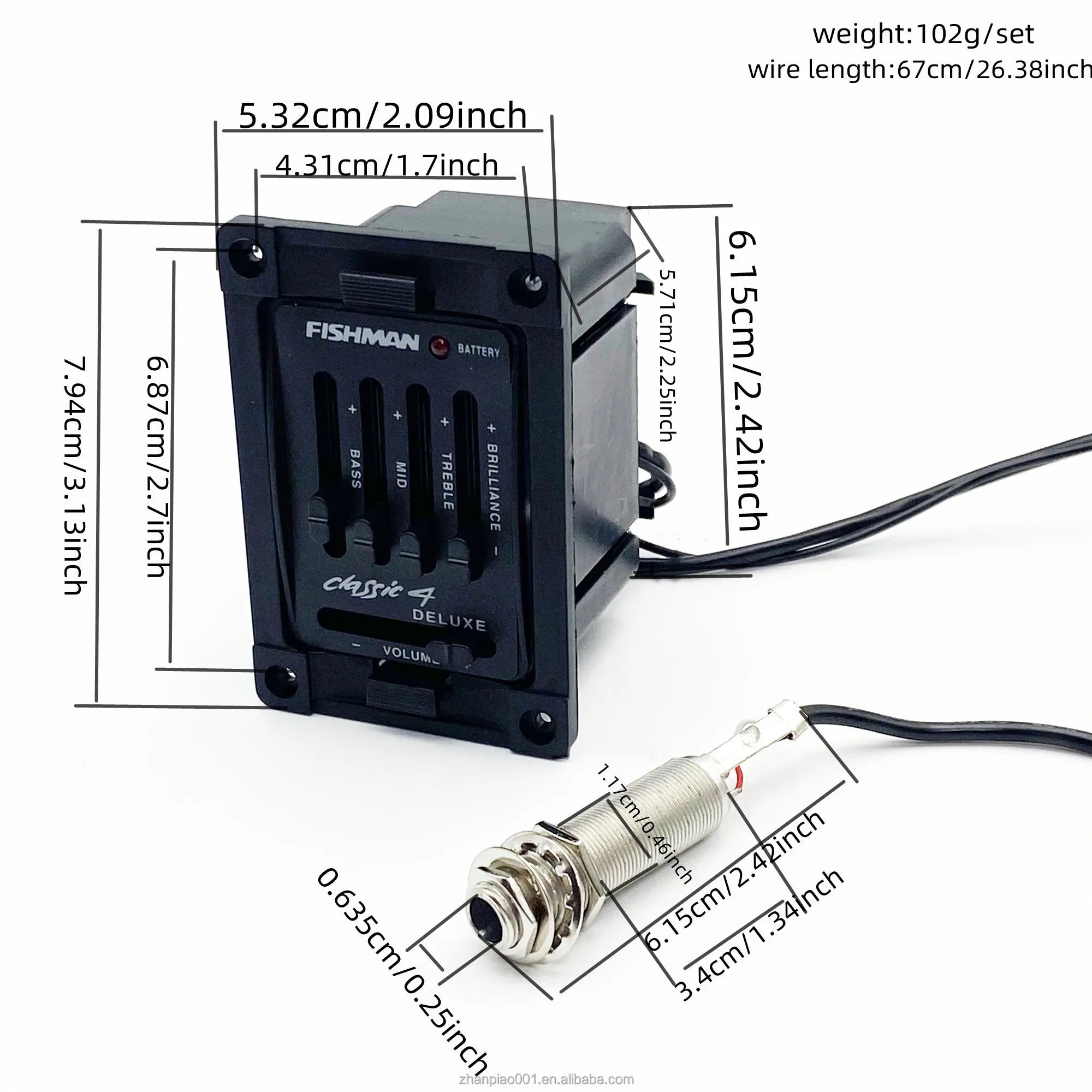 HIVE Series Fishman EQ Classic 4 Equalizer Guitar Piezo Pick Guitar Tuner Blend Acoustic Guitar Soundhole EQ Parts Accessories