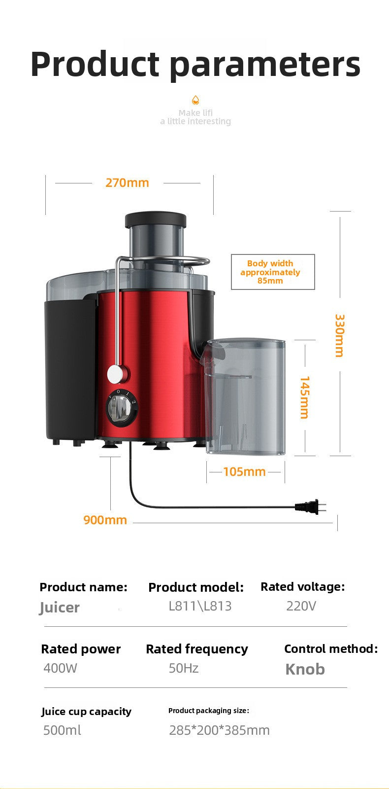 Multifunctional Houseuse Juicer, Fully Automatic Fruit and Vegetable Juicer, Pulp and Juice Separator