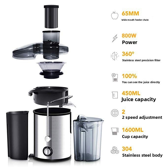 Multifunctional Houseuse Juicer, Fully Automatic Fruit and Vegetable Juicer, Pulp and Juice Separator
