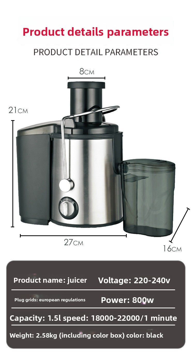 Multifunctional Houseuse Juicer, Fully Automatic Fruit and Vegetable Juicer, Pulp and Juice Separator