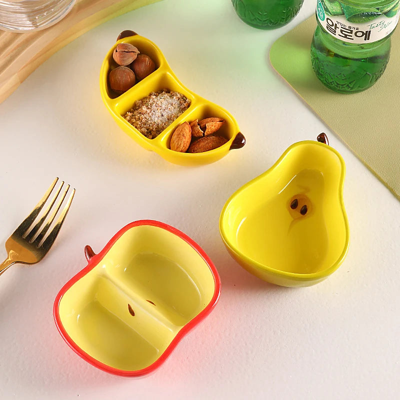 Creative Porcelain Dish Korean Style Cute Fruit Shape Ceramic Household Tableware Barbecue Hot Pot Sauce Condiment Dishes