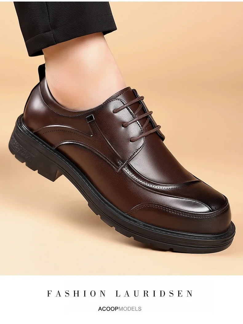 High-end Business Men's Shoes Trend Business Casual Leather Shoes Lace-up Big Head Formal Men's Leather Luxury Leather Shoes