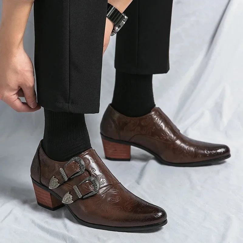 Men's Dress Shoes Fashion Belt Buckle Design Shoes Retro Carved Brogues Shoes Classic Business Formal Shoe Luxury Wedding Shoe