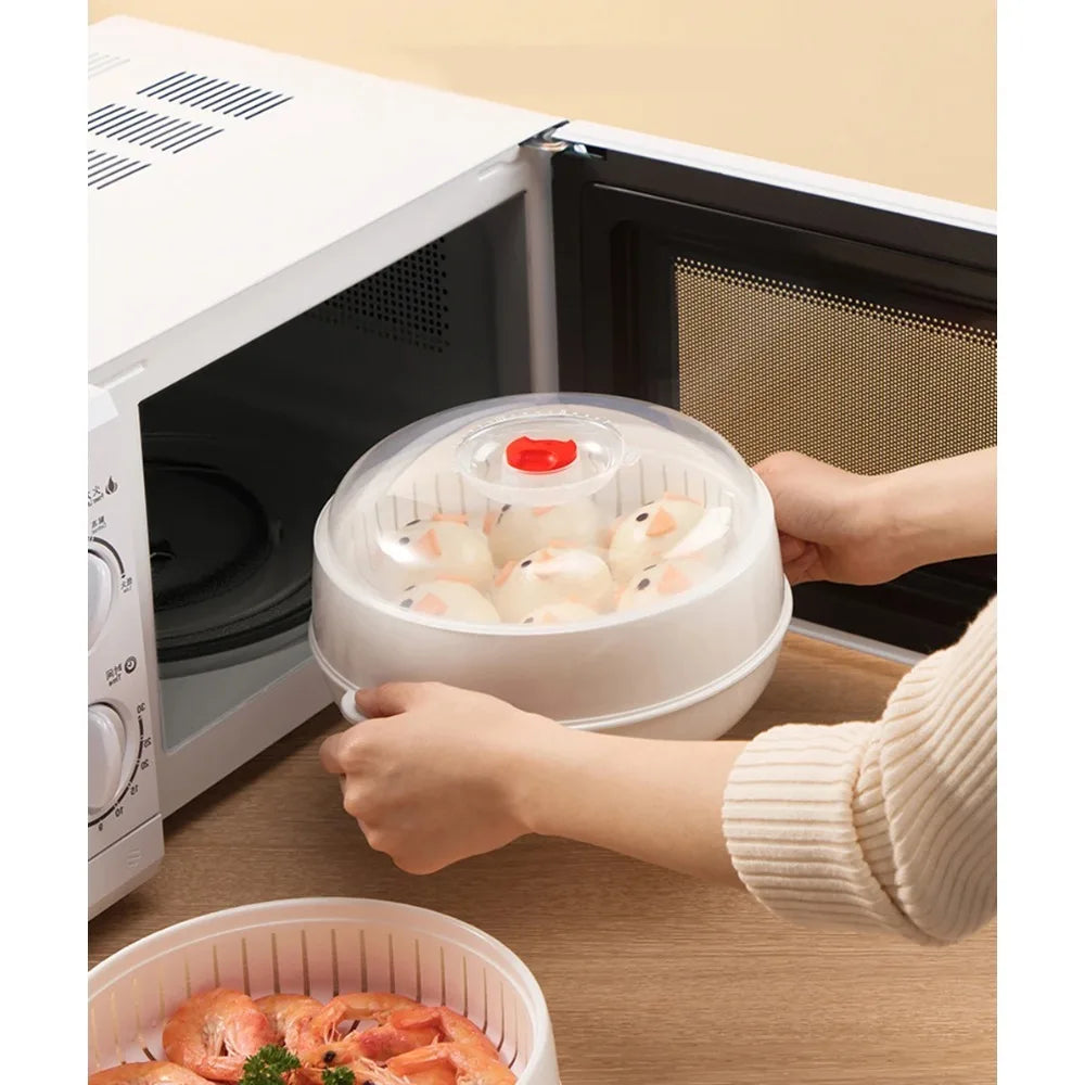 Microwave Heating Steamer Household Large Capacity Steamer Kitchen Steamer Box Steamer Rack Can Exhaust Steam