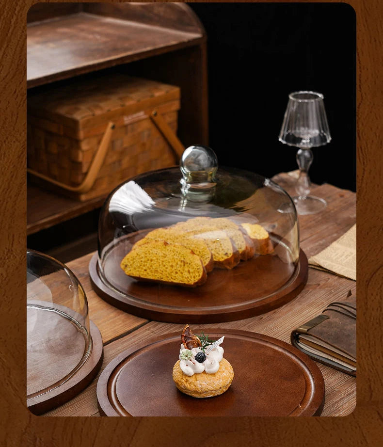 Cake Display Stand Fruit Plate with Cover Food Glass Cover Transparent Display Cake Plate Desserts Dish Cutlery Kitchen Utensils