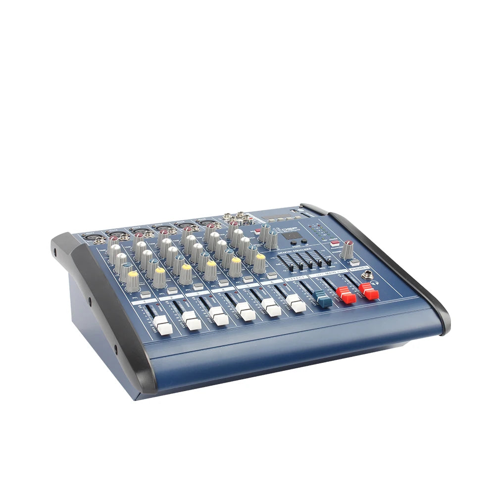 GOOERMI MX602 Mixer 6 Channel DJ Audio Mixer USB Interface Controller Power Mixer Amplifier For Stage Studio Recording Singing