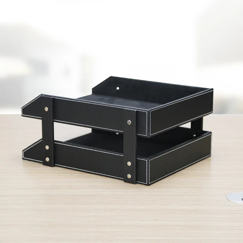 High-End Business Leather Office Supplies Set, Pen Holder, Desktop File Cabinet, Desktop Storage Box