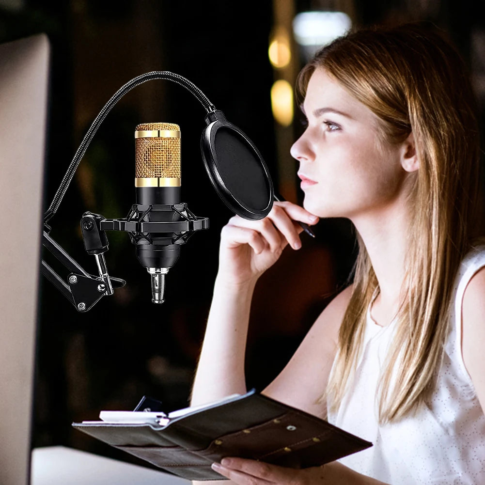 BM800 Microphone V8 Sound Card Podcast Equipment Professional Audio Condenser Mic Kit for Live Broadcasting Studio Recording