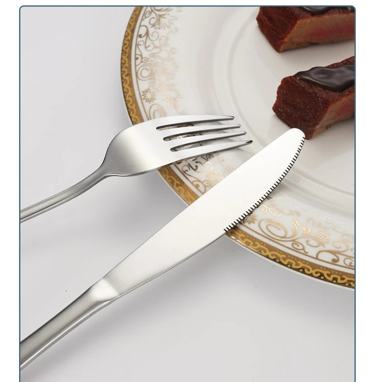 24 Piece Silverware Flatware Cutlery Set,tainless Steel Utensils Service for 6,Includes Forks Spoons Knives , Dishwasher Safe