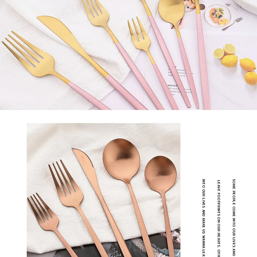 30Pcs Blue Silver Dinnerware Set Dinner Knife Fork Tea Spoon Cutlery Set Stainless Steel Tableware Western Home Kitchen Flatware