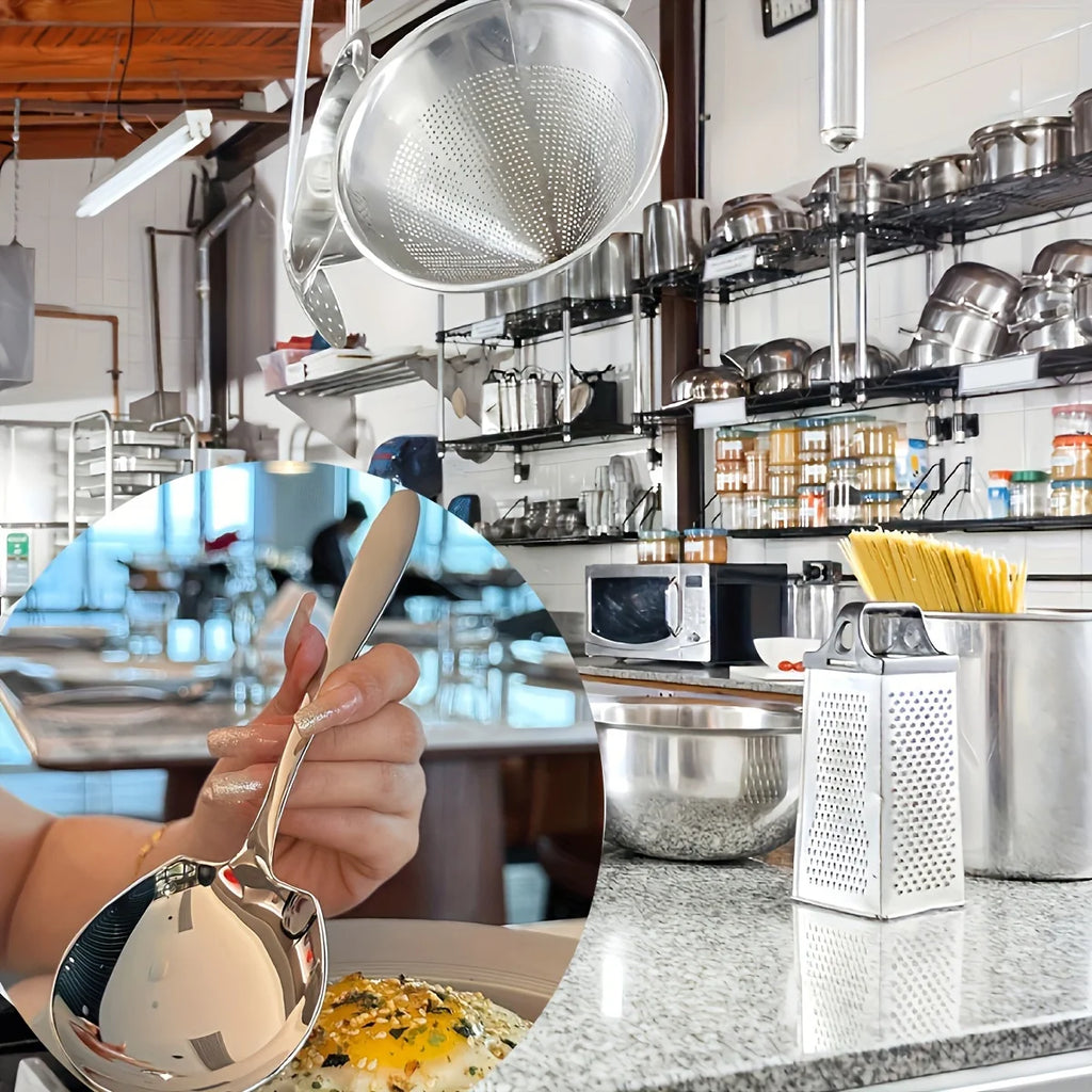 2-piece Set of Oversized Stainless Steel Long Handled Spoons Suitable for Home and Restaurant Stainless Steel Tableware