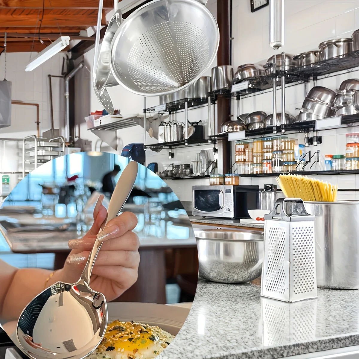 2-piece Set of Oversized Stainless Steel Long Handled Spoons Suitable for Home and Restaurant Stainless Steel Tableware