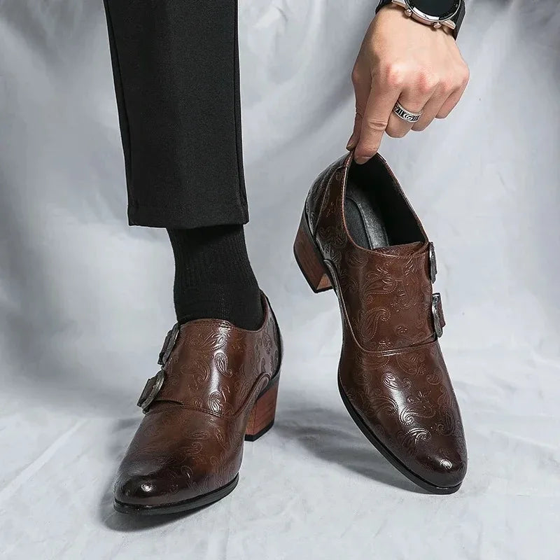 Men's Dress Shoes Fashion Belt Buckle Design Shoes Retro Carved Brogues Shoes Classic Business Formal Shoe Luxury Wedding Shoe
