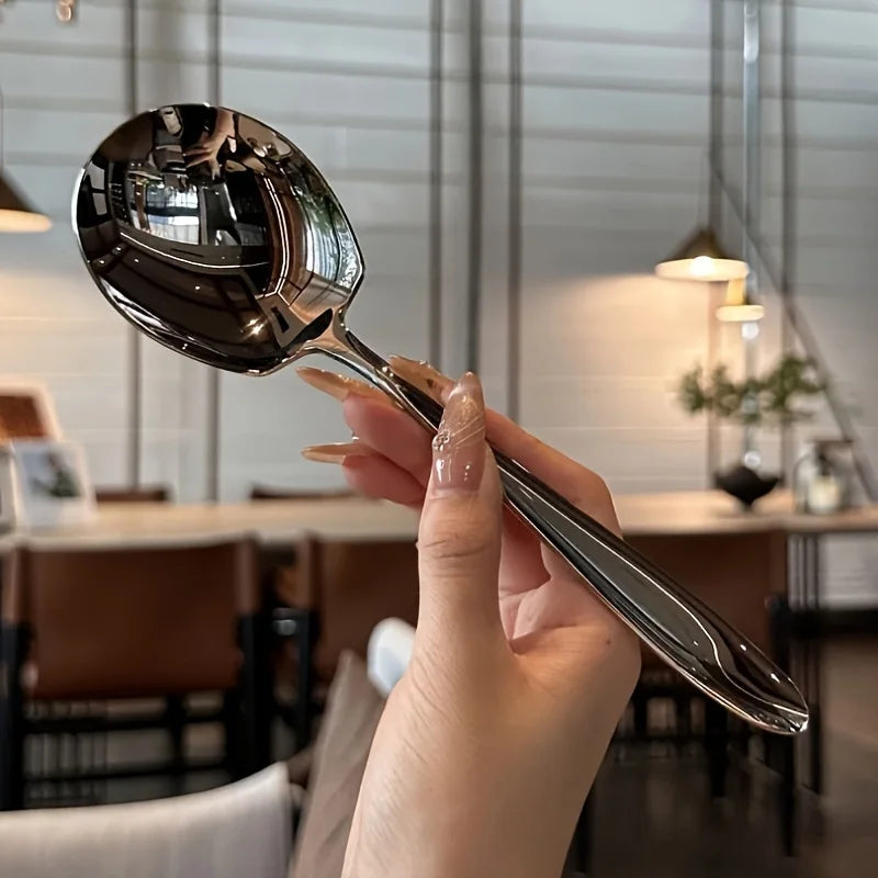 2-piece Set of Oversized Stainless Steel Long Handled Spoons Suitable for Home and Restaurant Stainless Steel Tableware