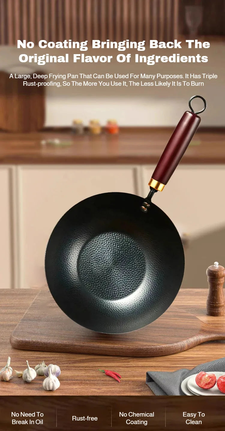 Household Non-stick Pan without Coating - 24cm Mini Wok with Lid,for Kitchen,Easy to Clean,Ideal for Small Meals & Daily