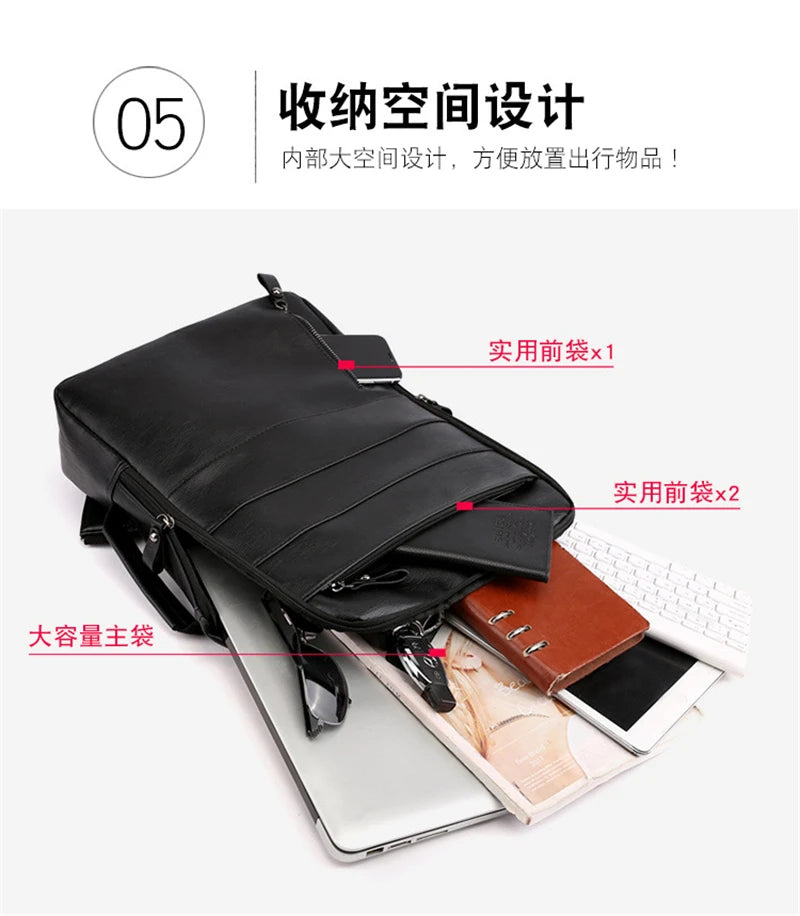 Business Backpacks For Men Waterproof PU Leather Laptop Bag Large Capacity USB Charging Rucksack Male Fashion Travel Bagpack sac
