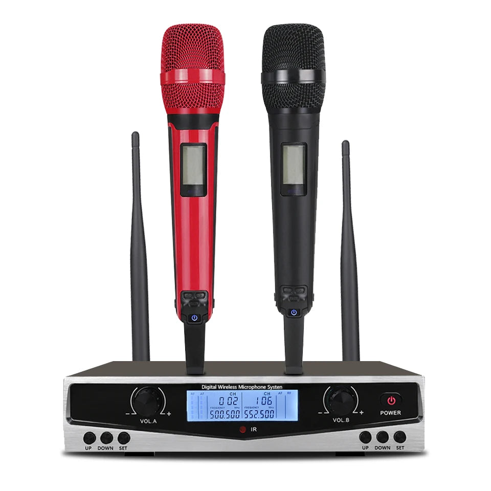 SOMLIMI 500-599MHz UHF SKM9100/SKM9000 Stage Performance Home KTV Professional Dual Wireless Microphone Dynamic Material Metal