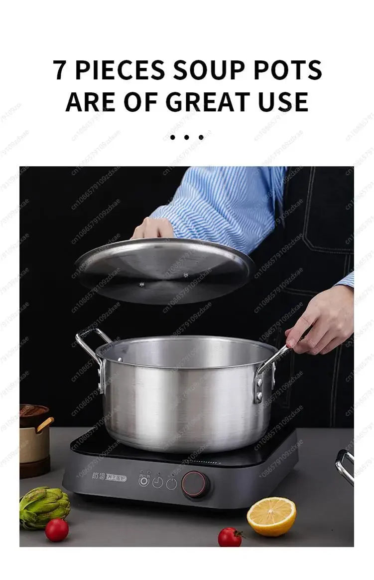 Cast Aluminum Cookware Set of 7 Piece Cooking Pot Set Non Stick Home Kitchen Cookware Aluminum