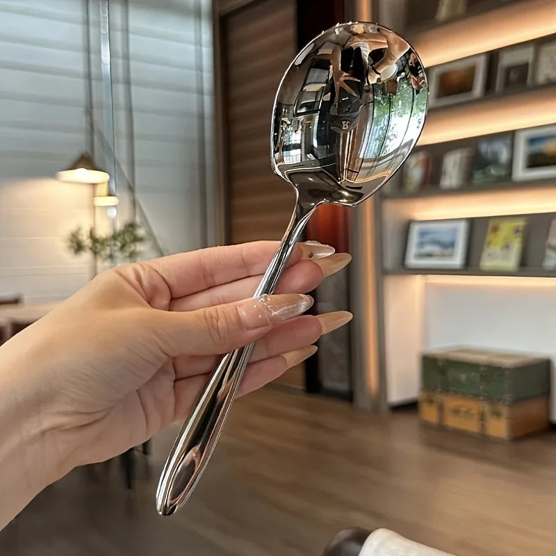2-piece Set of Oversized Stainless Steel Long Handled Spoons Suitable for Home and Restaurant Stainless Steel Tableware