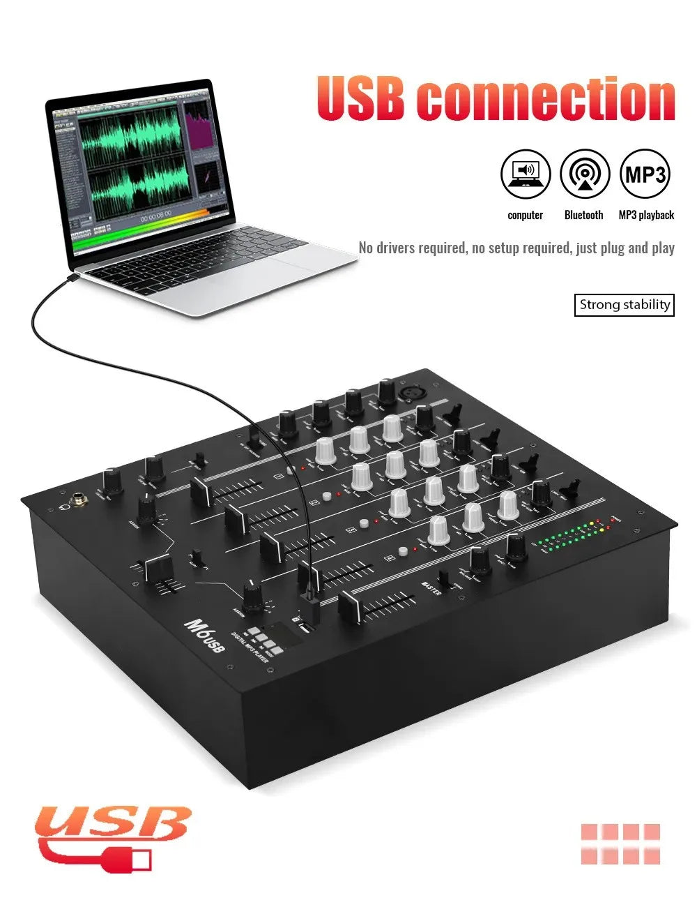 4-channel USB mixer DJ live stage bar KTV DJ mixer mixer live performance scratching