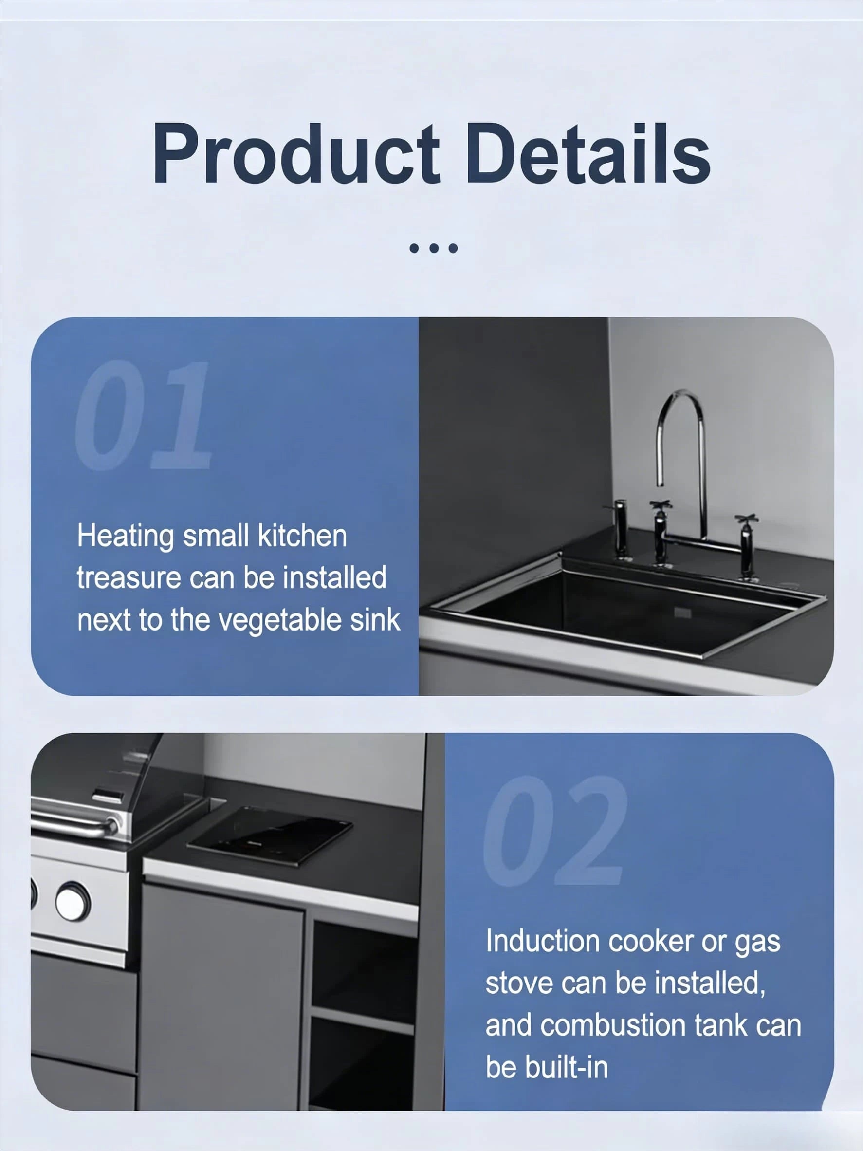 Custom Stainless Steel Barbecue Storage Cabinet for Outdoor Kitchen Garden Wind and Rainproof  Kitchencamping Kitchen Storage
