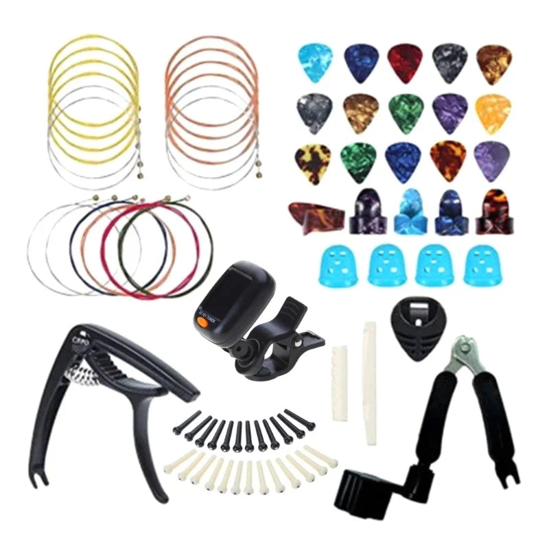 Guitar Accessories Full Kit Guitar Picks & Capo & Tuner & Guitar Strings & Strap Locks & Pick Holder & Fret Wire