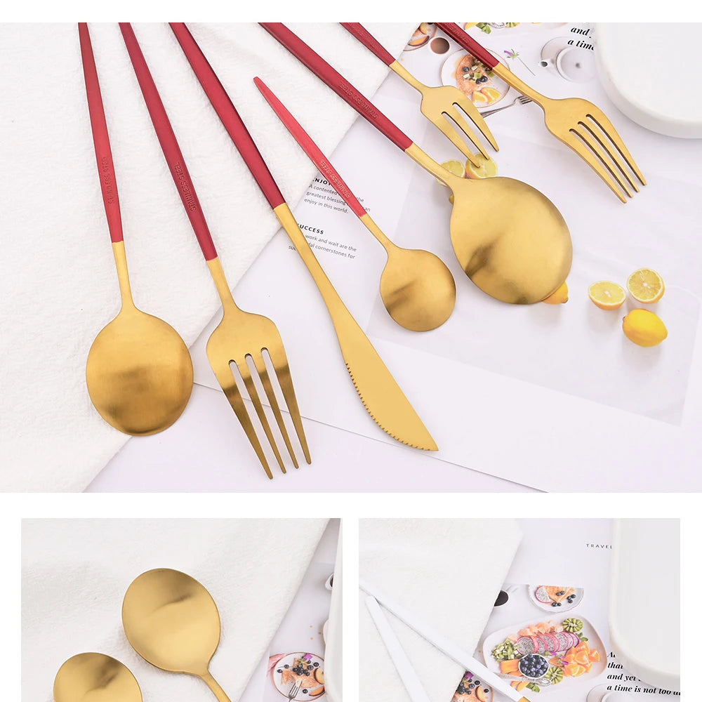 30Pcs Blue Silver Dinnerware Set Dinner Knife Fork Tea Spoon Cutlery Set Stainless Steel Tableware Western Home Kitchen Flatware