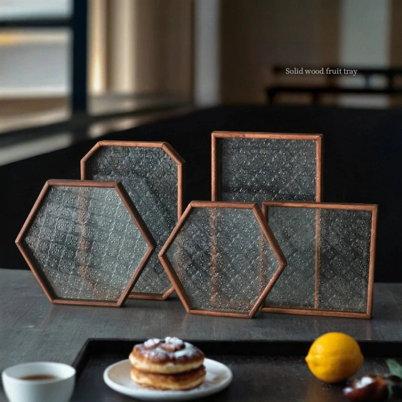 Table Organizer Tray Storage Tray Walnut Wood Tray For Cutlery Serving Spoons Cooking Utensils Teapot Teacup Snack ﻿Tray