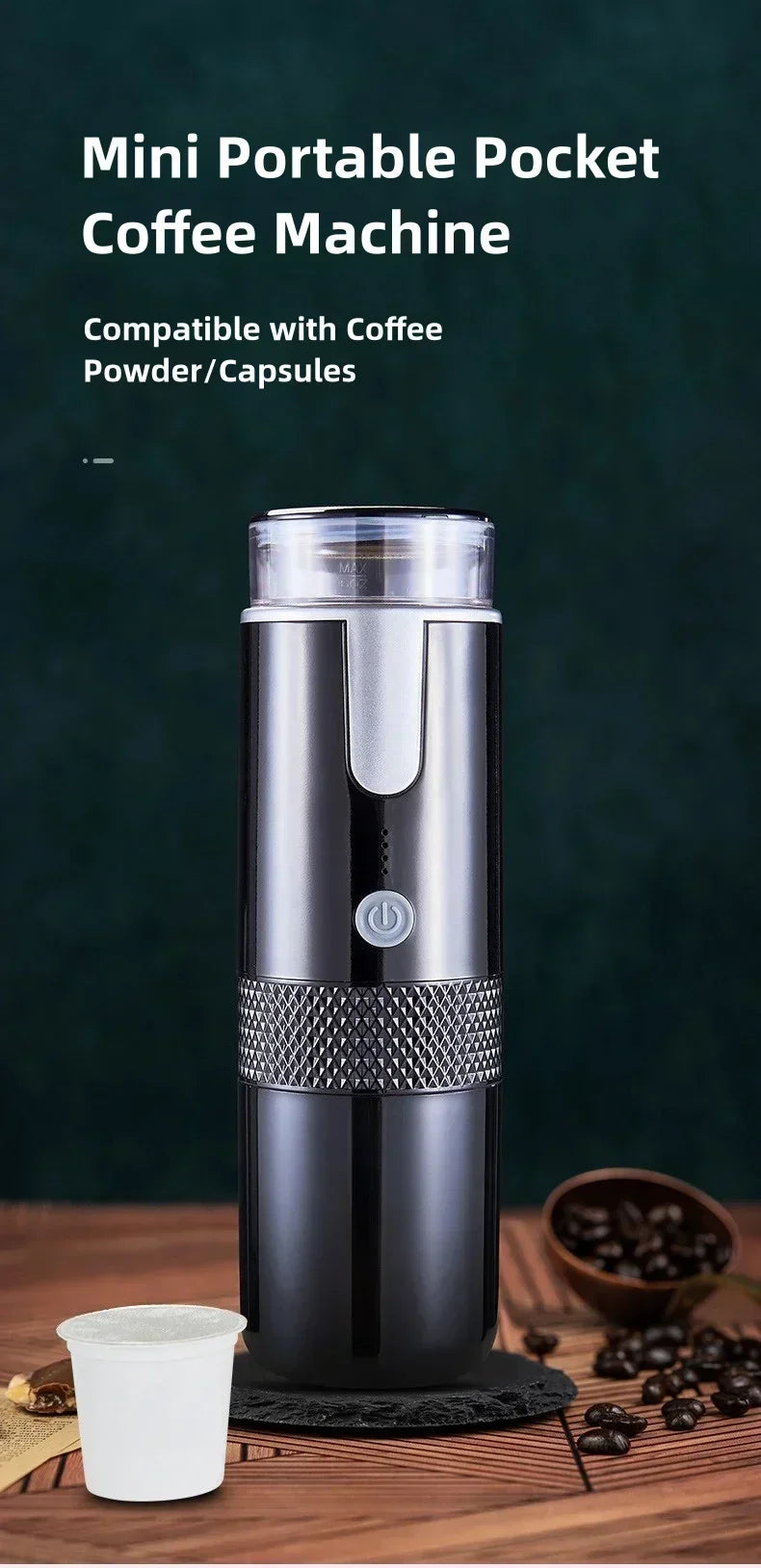 New Portable Coffee Maker Electric Capsule Grind-and-Brew Coffee Maker Suitable for Ground Coffee and K-Cup Large Coffee Pods