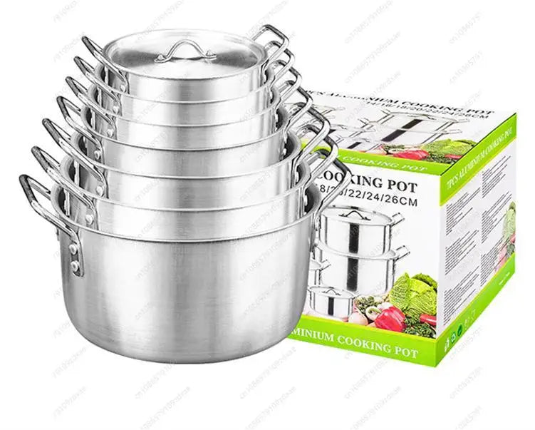Cast Aluminum Cookware Set of 7 Piece Cooking Pot Set Non Stick Home Kitchen Cookware Aluminum