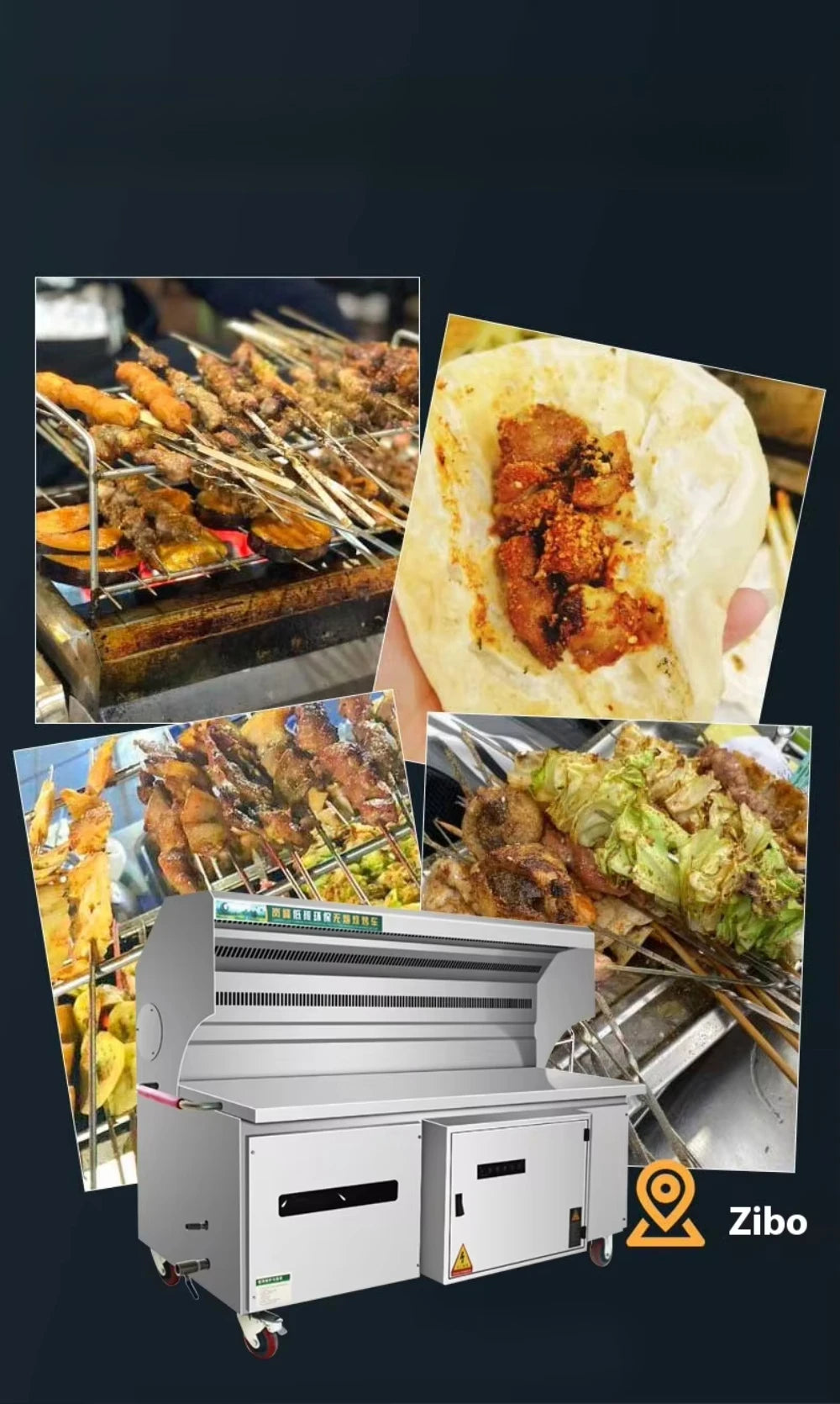 Commercial Stainless Steel Mobile Grill Cart For Hotel Restaurant Supplies