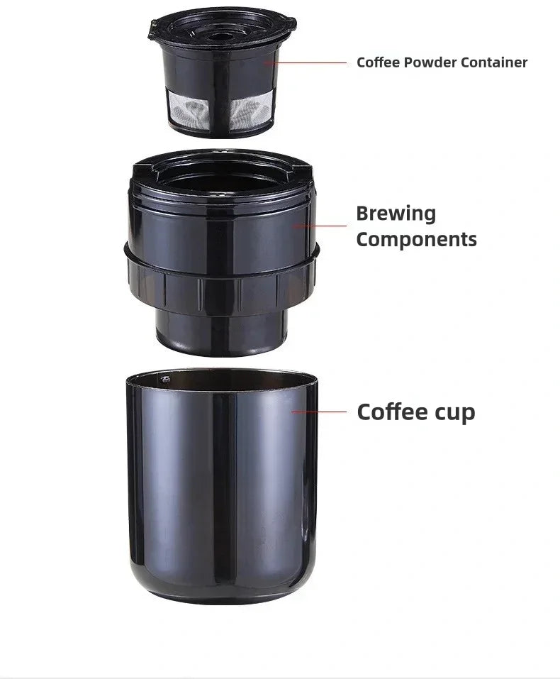 New Portable Coffee Maker Electric Capsule Grind-and-Brew Coffee Maker Suitable for Ground Coffee and K-Cup Large Coffee Pods