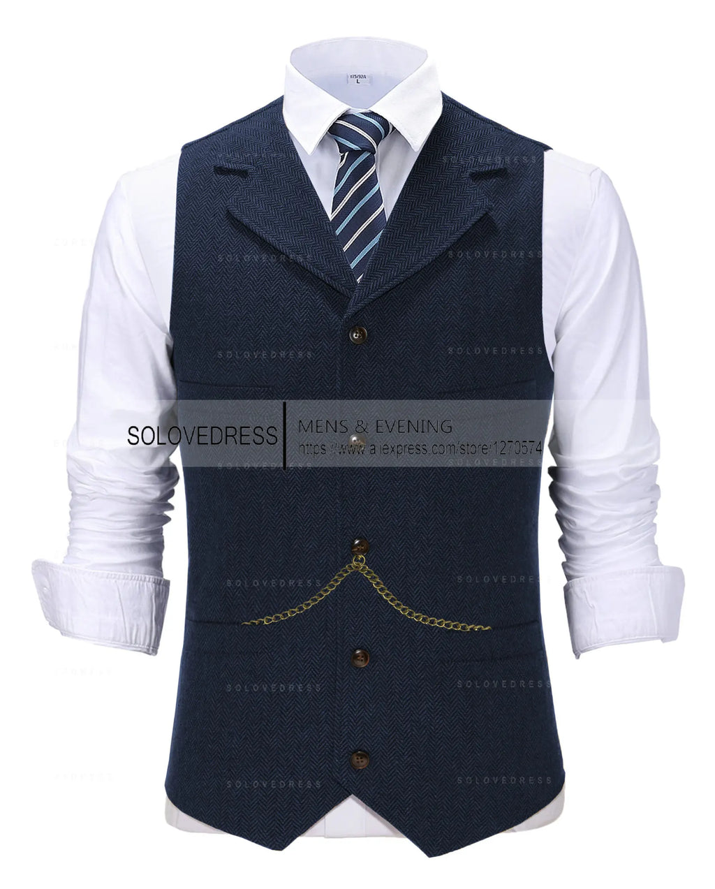 Business Mens Suit Vest Lapel V Neck Wool Herringbone Casual Brown Waistcoat Casual Formal Groomsman Jacket For Wedding