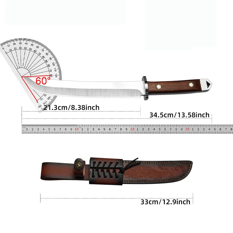 1 piece Butcher Chopping Knife  High Hardness Stainless Steel Kitchen Knife with Wood Handle Meat Cleaver Utility Cooking Knife