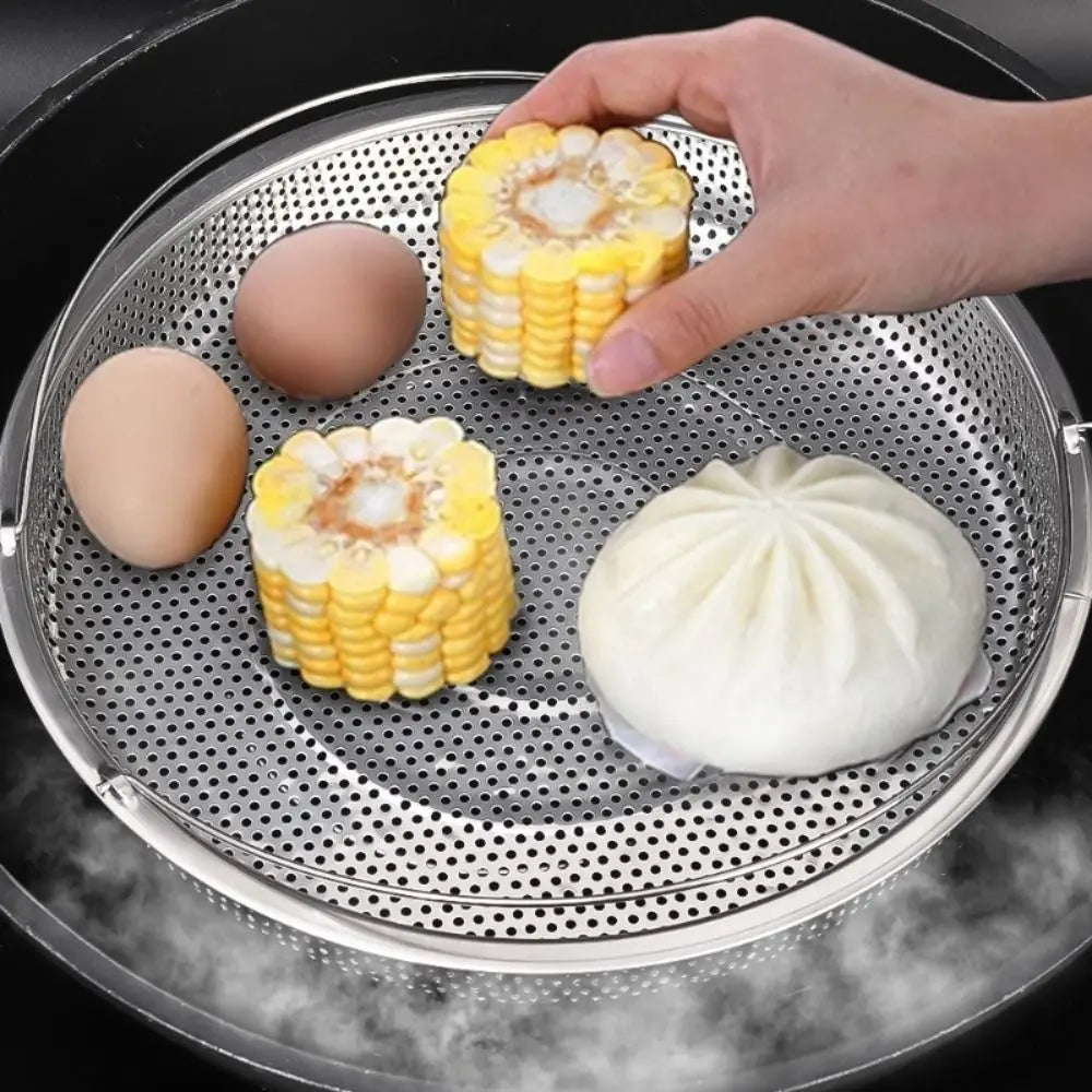 Stainless Steel Steamer Foldable Steam Cooking Utensil Steaming Tray with Handle Steaming Grid Cookware